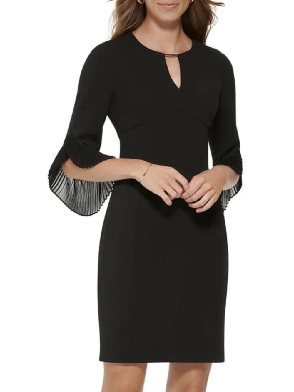 DKNY Women's Sheath with 3/4 Chiffon Sleeve Dress Size 14